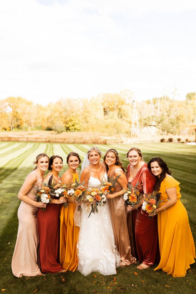 Fall wedding party in WI