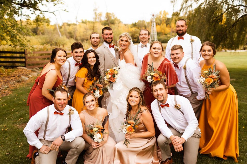 Fall wedding party in Wisconsin