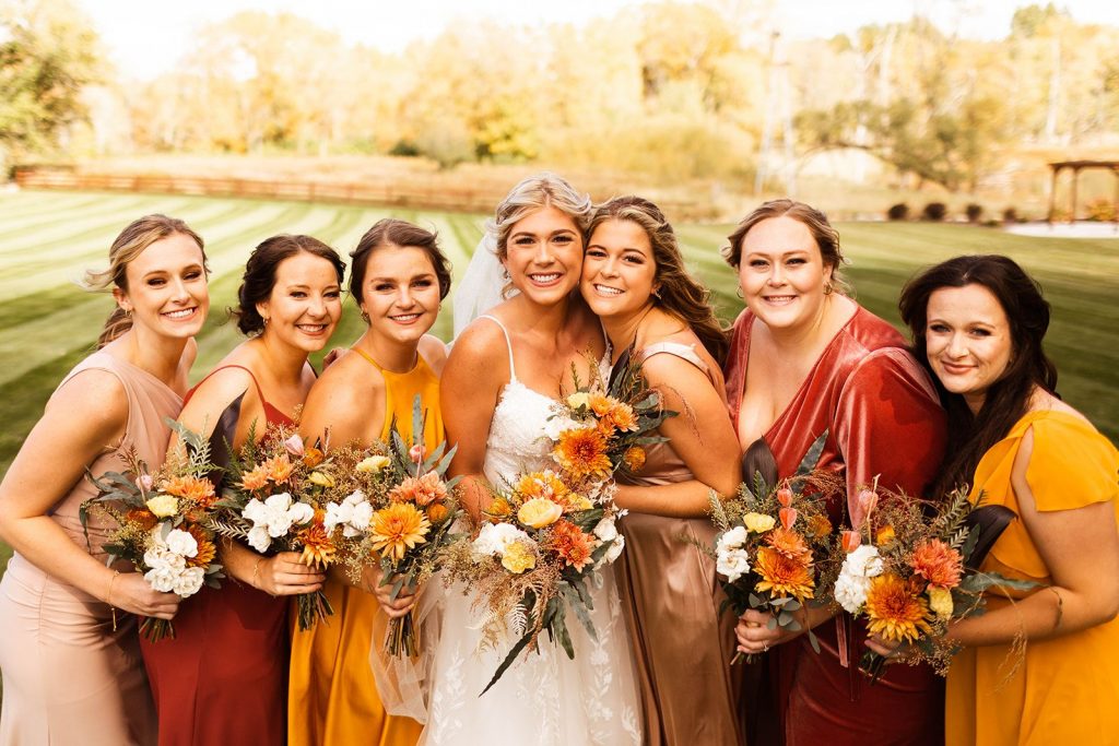 Fall wedding party in Wisconsin