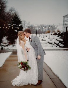 Wisconsin winter wedding with snow