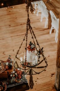 Western boho wedding cake chandelier