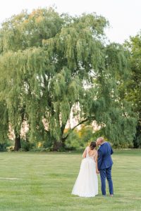 Wisconsin summer wedding bride and groom
