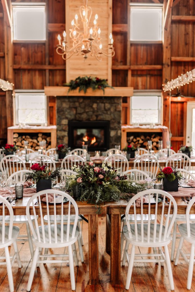 Beautiful table settings at the a wedding venue chosen by bride and groom